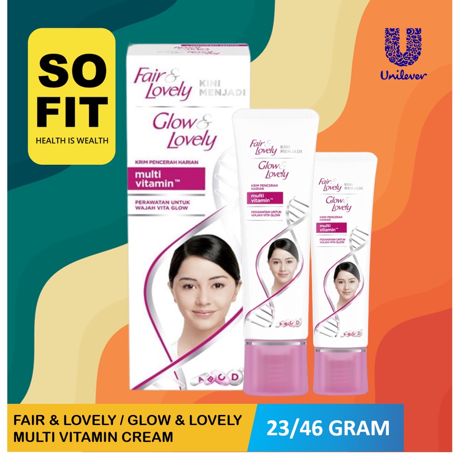 Fair &amp; Lovely - Glow &amp; Lovely Cream Wajah Multivitamin 23gr &amp; 46gr  / Glow &amp; Lovely  / Brightening Cream, Cream Moisturizer