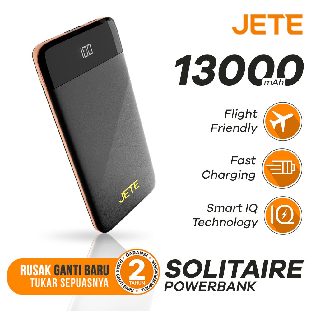 Powerbank 13000 MaH Fast Charging  JETE Solitaire - Garansi Resmi  2 Tahun