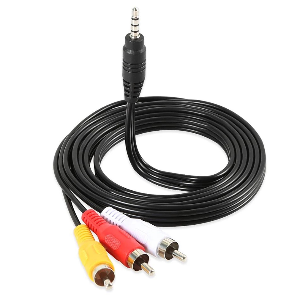 Kabel Adapter Audio Video 3.5mm Male Ke 3 Rca Kualitas Tinggi Untuk Dvd Laptop Tv Aux Av