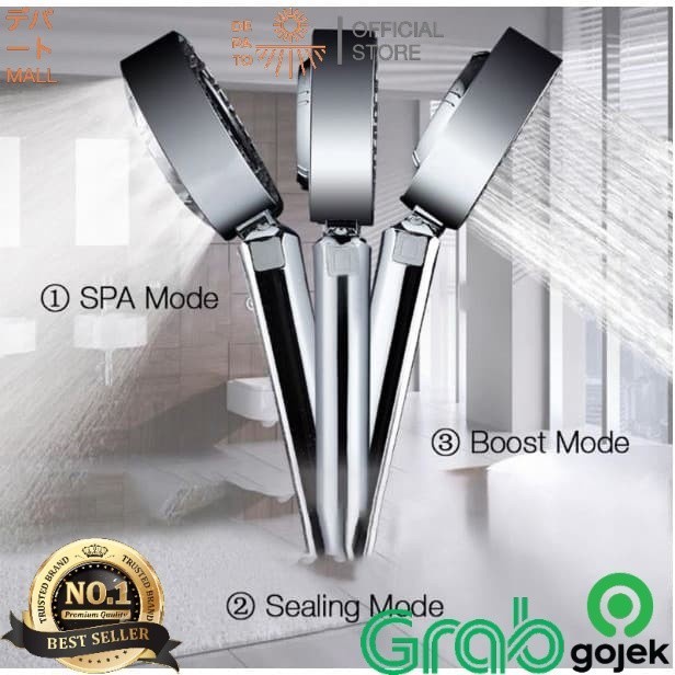 QUALITY Kepala Shower Head Ionizer SPA Ionizer Healthy Crystal 3 Mode