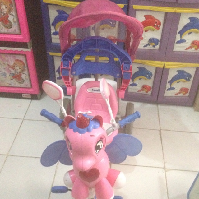 Sepeda roda tiga family pink unicorn