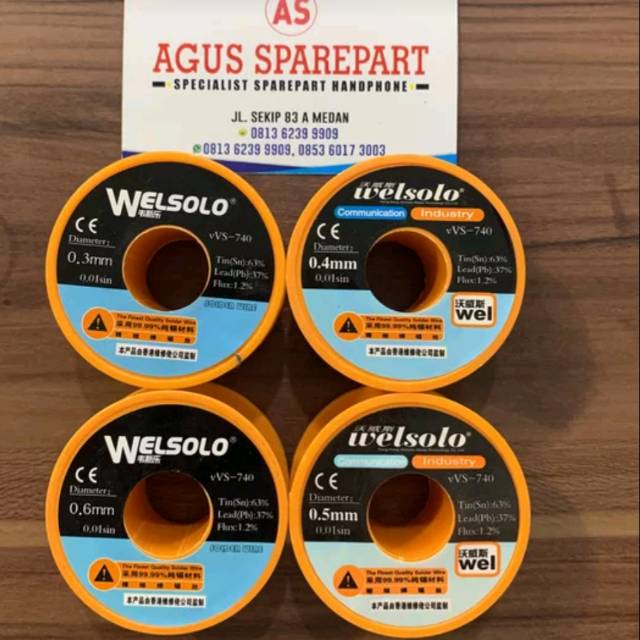 TIMAH GULUNG WELSOLO VVS740 40G 0.3MM  0.4 MM 0.5 MM 0.6 MM original