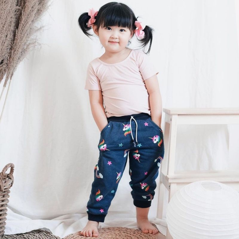 Obral Baju Anak Branded - Celana Jogger Unicorn Rainbow Bagus Merk Bobo Kids