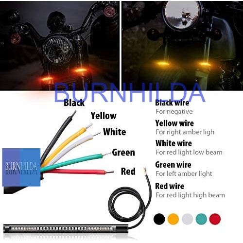 Lampu LED Strip Indikator Rem dan Sein Sepeda Motorstrip Universal Motorcycle Bike Amber LED Turn Signal Indicator Blinker Light 12v accesoris motor mobil burnhilda