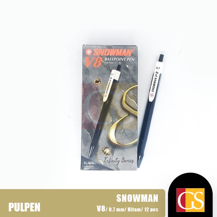 

Pulpen Snowman V8 0.7mm Fine Point Cetekan Hitam Satuan / 1 Pcs
