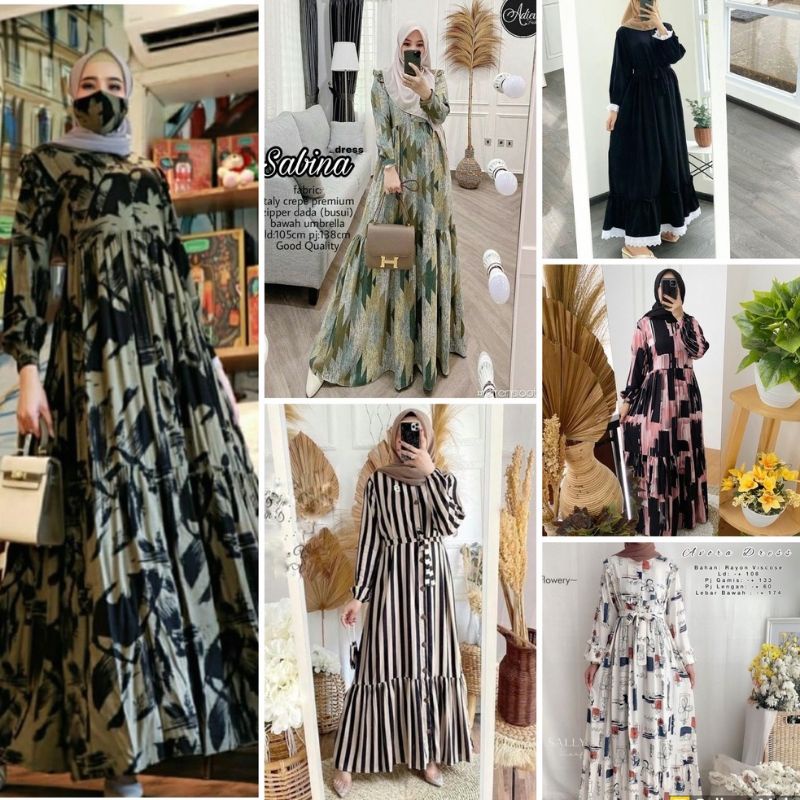 GAMIS MAXI DRESS RAYON PREMIUM LD 100 - 110 HOMEYDRESS BUSUI BAJU GAMIS SERAGAM MOTIF TERBARU V.2