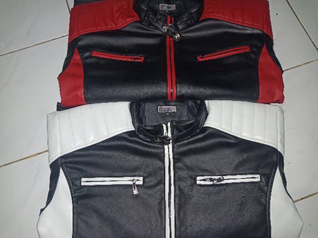 Jaket motor pria semi kulit