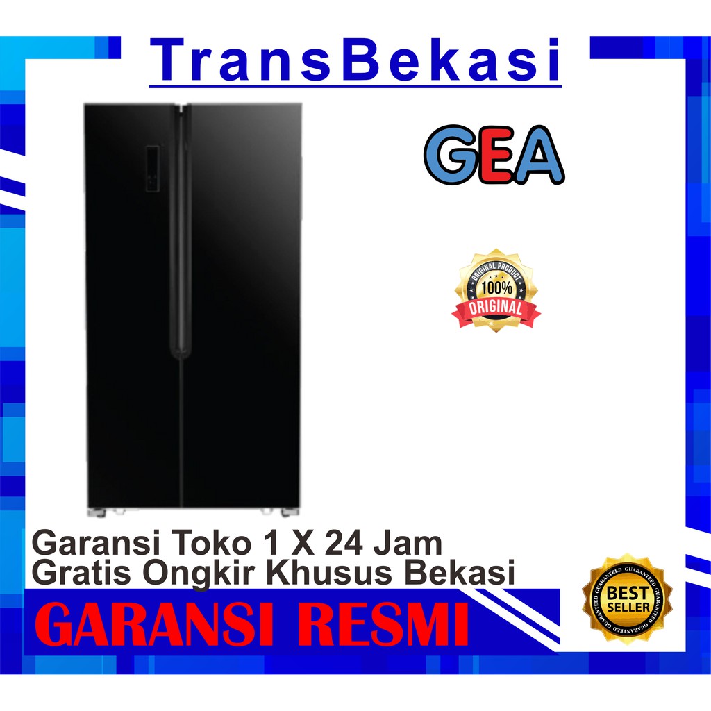 KULKAS SIDE BY SIDE GEA G2D 472 BLACK GLASS KACA HITAM KHUSUS BEKASI FREE ONGKIR GARANSI RESMI