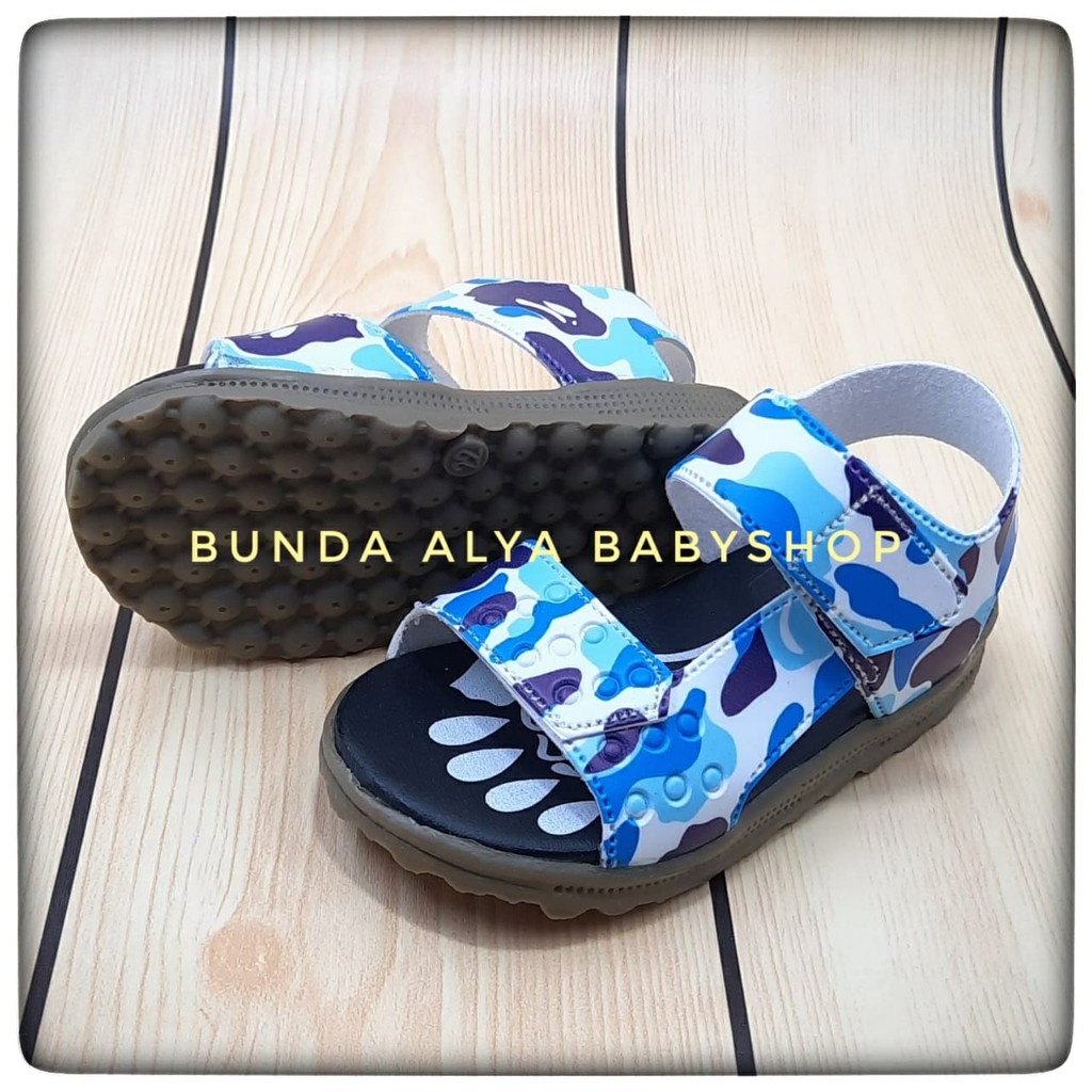 Sendal Anak Laki Laki  Usia 6 Bulan 1 2 Tahun Loreng BIRU - Sepatu Sandal Gunung Anak Cowok Alas Karet Loreng BIRU II Size 22-25