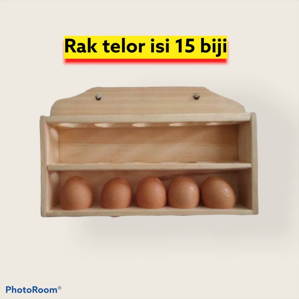Tempat telur wadah telur kayu/ rak gantung/ rak bumbu/ rak telur murah praktis efektif adah endok