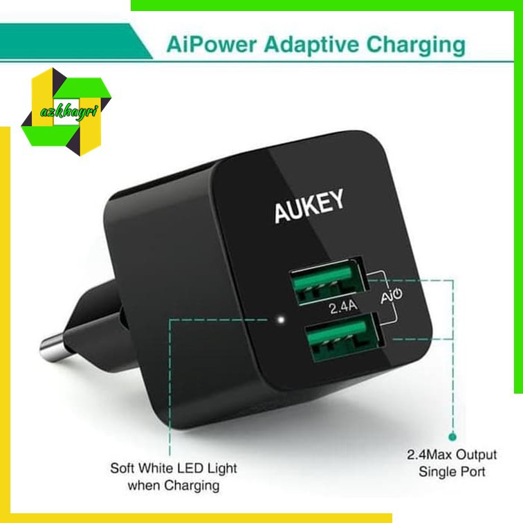 Aukey PA-U32 Mini Dual Port Wall Quick Charger 2 Port Usb Eu Plug 12 watt