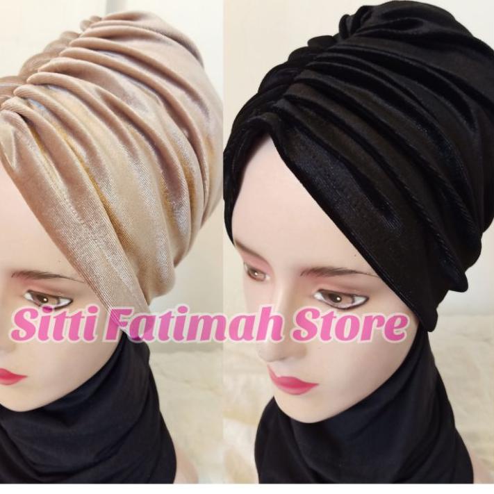 ☟ Turban instan velvet / beludru polos Turban dewasa turban pesta turban turki ➣
