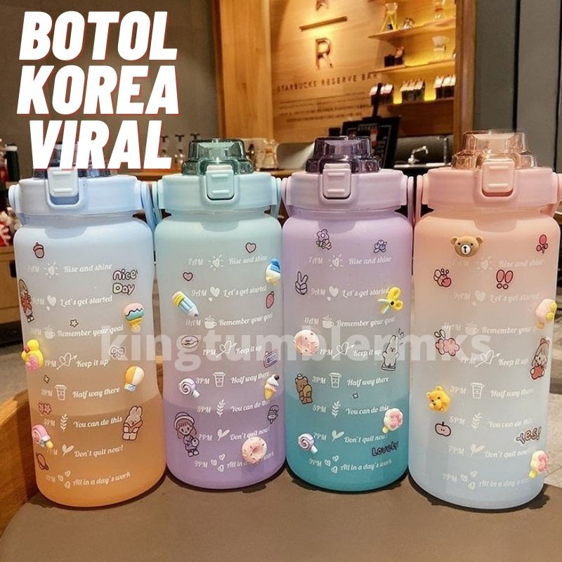 Botol Minum 2 Liter 2000ML Korea Tumbler VIRAL