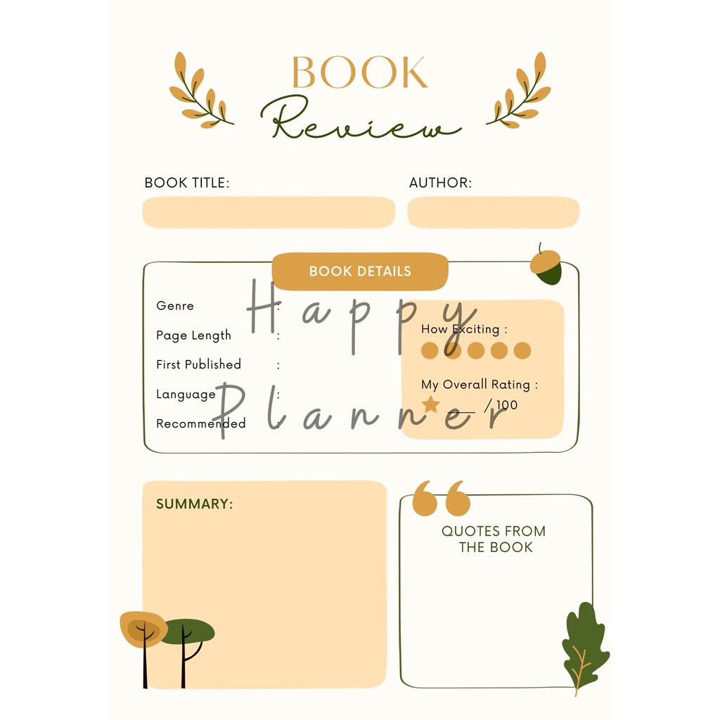 

08 _ PDF Printable Refill Isi Binder - Book Review | Reading Tracker | 12 Books to Read | Top Quotes from Book | My Notes