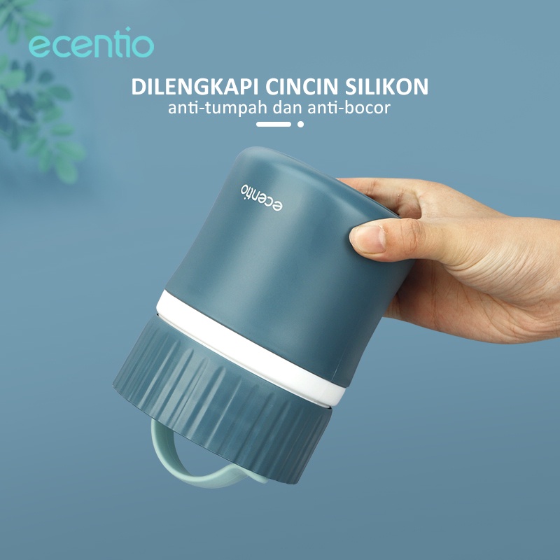 ecentio &amp; FOODI 480ml termos mini anti tumpah blue/termos bekal tahan panas/termos air panas biru/termos sup biru plastic lunch sup termos cup/termos panas mangkok 480ml/termos sup tahan panas biru/termos nasi/termos air panas mini 480ml