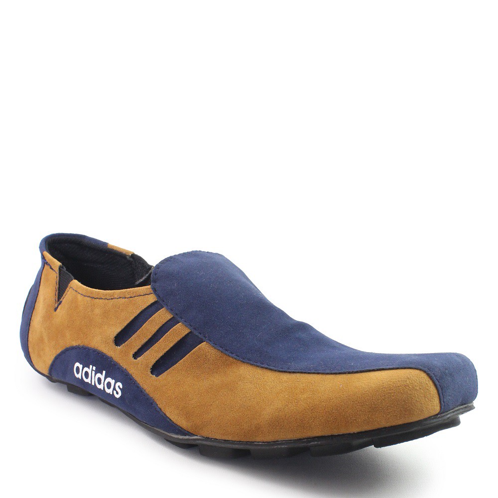 MS Shop - DISKON BESAR - Sepatu Casual Pria Adidas Neymar Navy Tan Slop Santai Keren Slipon Terlaris