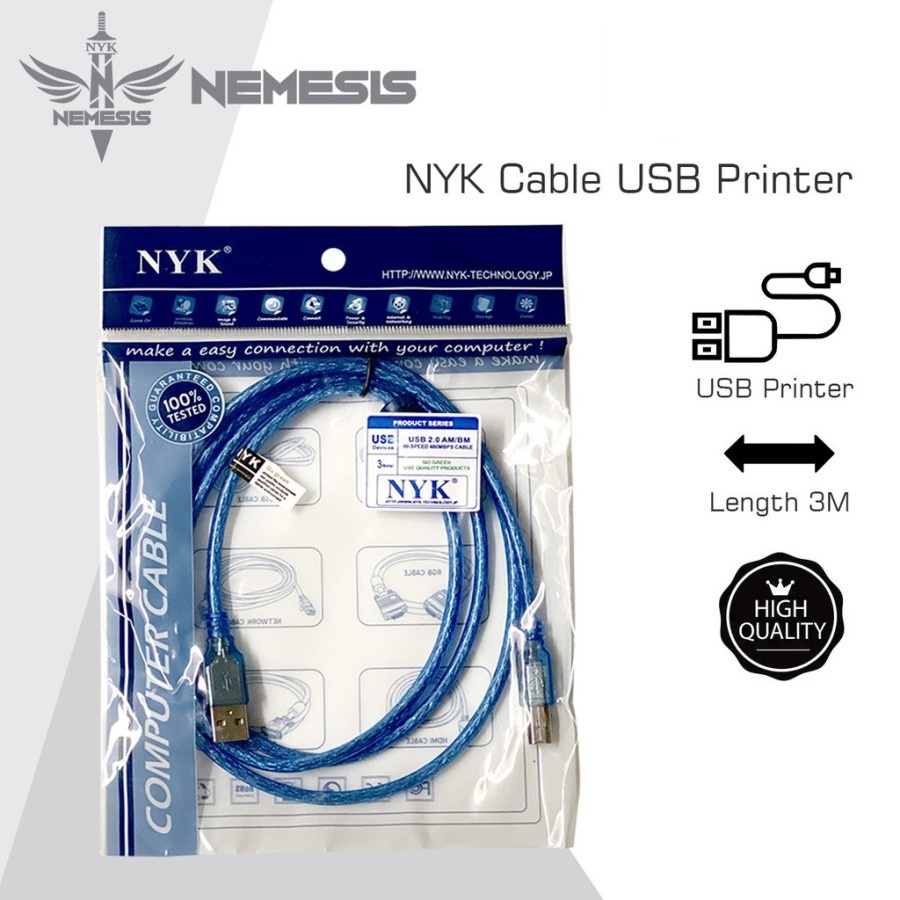 Cable USB Printer NYK 3M V.2.0