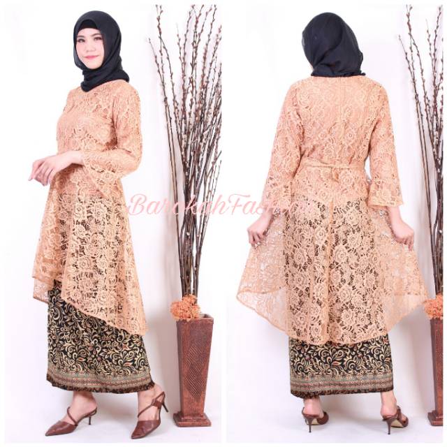 Real Pict-Set Kebaya Brukat Modern Tessa / Kebaya Murah / Kebaya Wisuda Tangan Terompet