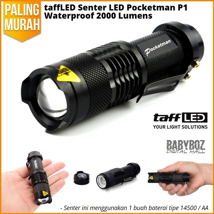 TaffLED Senter LED 2000 Lumens Waterproof Pocketman P1 3