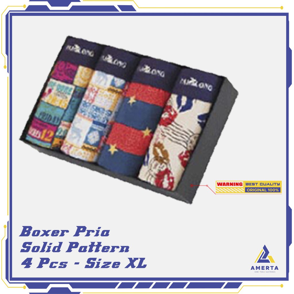 Celana Dalam Boxer Pria Mix Pattern 4 PCS Size XL PALILONG Multi-Color