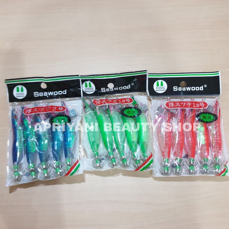 Kail Umpan Pancing Cumi Seawood Squid Jig Udang 2.0 Inchi