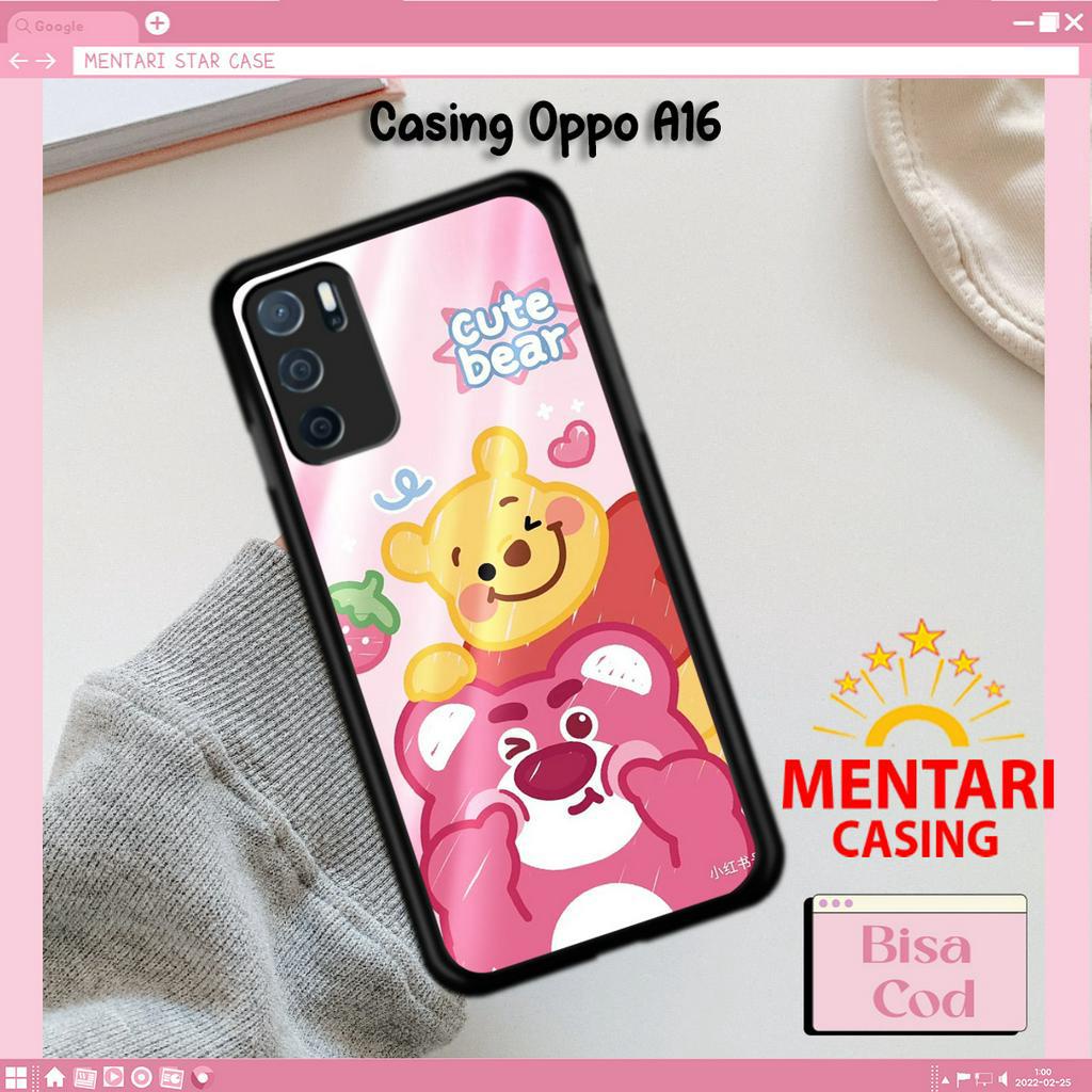 Mentari Casing Hp OPPO A16 Case OPPO A16 Motif PINKYBEAR05 Hardcase Softcase Estetik Premium Glossy 