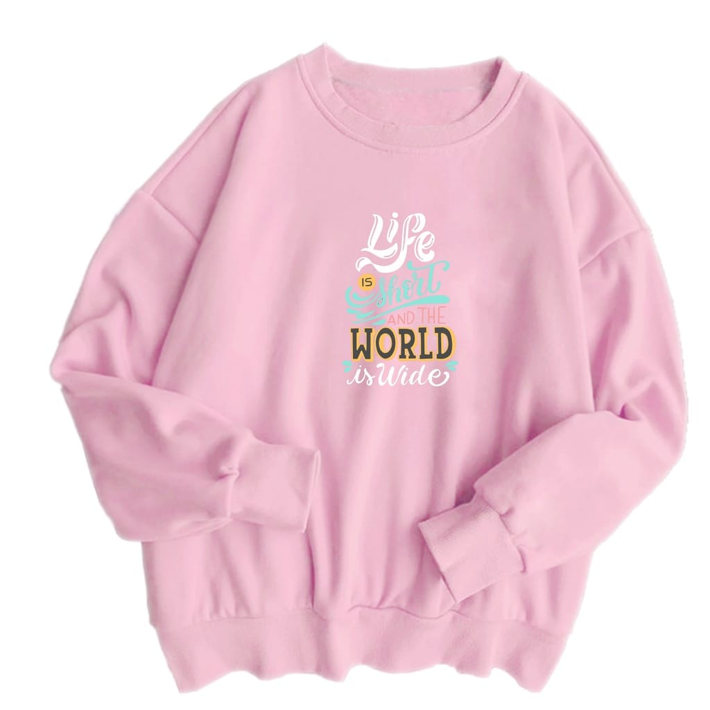 CREWNECK WANITA LIFE IS HEART - SWEATER CEWEK TEBAL - ATASAN KEKINIAN PREMIUM