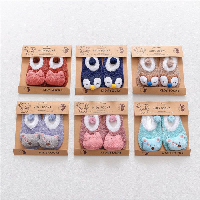 【Happy Baby】WZ001 Sepatu Prewalker Kaos Kaki Bulu Lembut Motif Animal Baby Socks