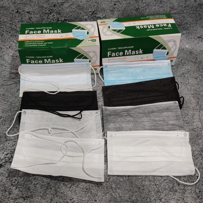 HIJAB DISPO - MASKER 3PLY MURAH HIJAB HEADLOOP DISPOSABLE FACEMASK ISI 50