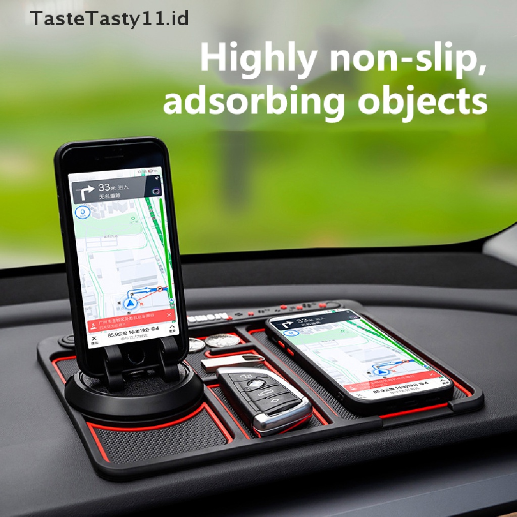 (TasteTasty) 4 In 1 Matras Silikon Lengket Anti Slip Holder Handphone Untuk Dashboard Mobil