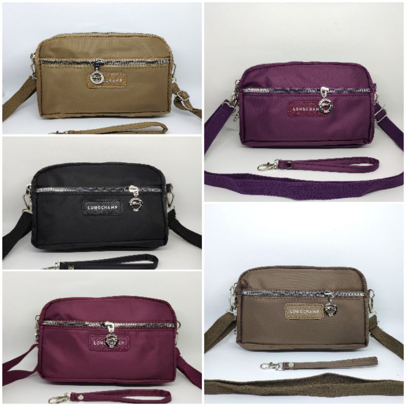 Tas Dompet Selempang 0167 Impor 4 Ruang 2 Tali Bahan Parasut