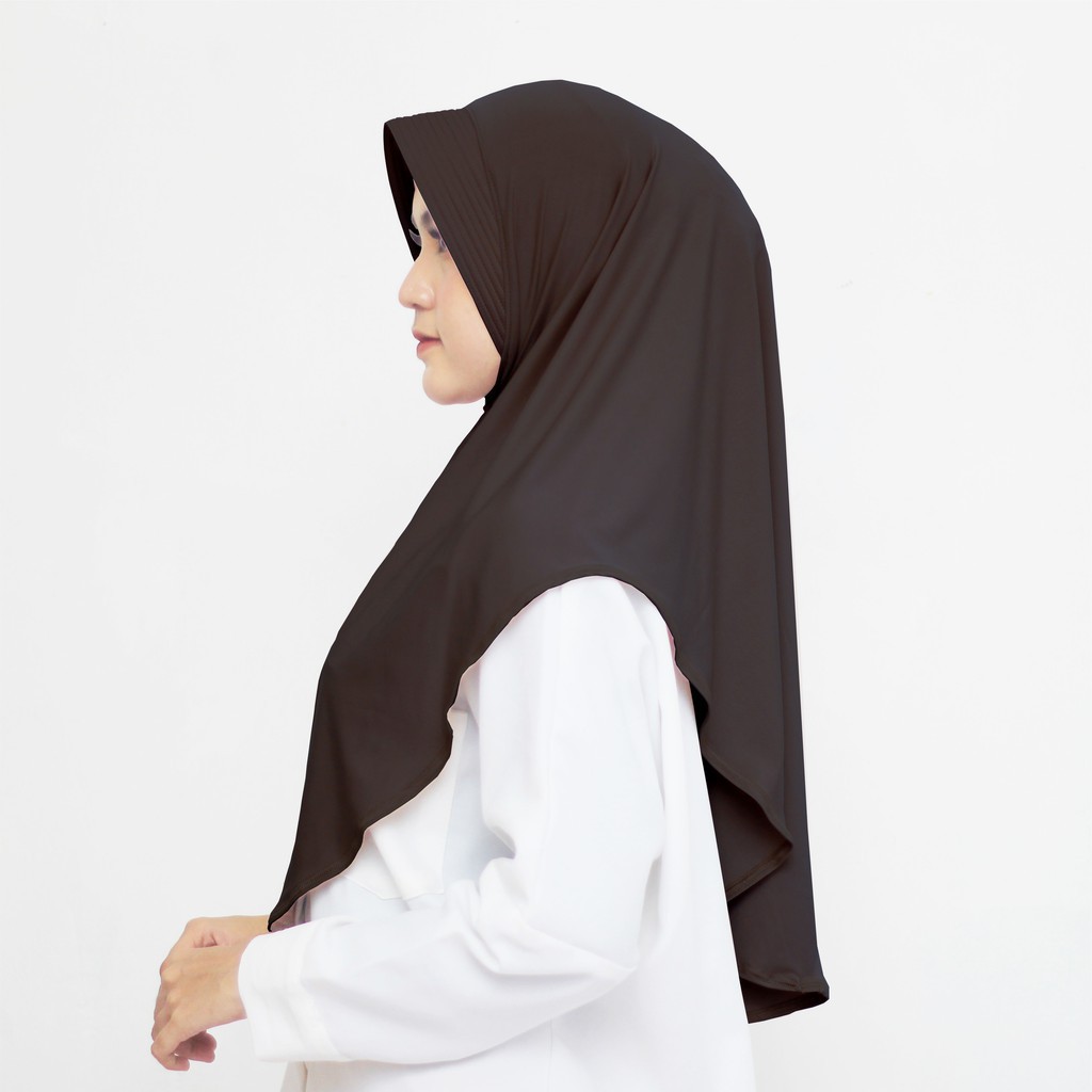SHA - Jilbab Instan Khimar Jersey Pinguin Premium-Promo Hitam