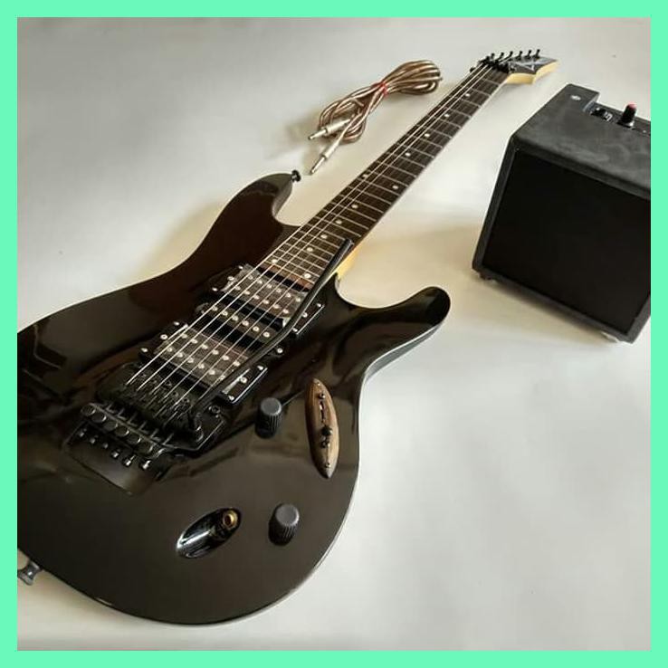 PAKET GITAR LISTRIK IBANEZ S SERIES BLACK AMPLY DAN JACK MURAH