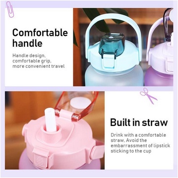 SB168 Botol Minum 2 Liter Motivasi Penanda Waktu / Botol Minum 2000ML Kapasitas Besar