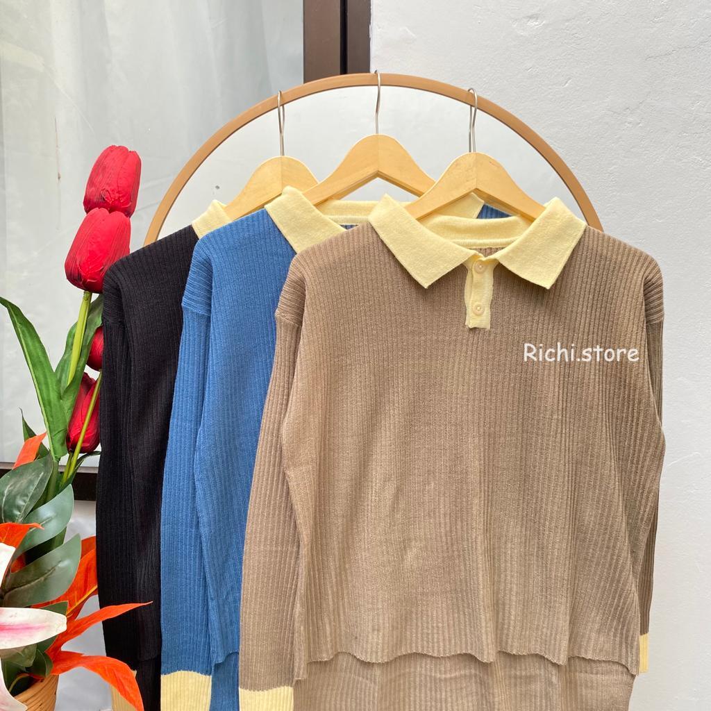 SWEATER RAJUT PUTRI KERAH POLO BAHAN ADEM PREMIUM