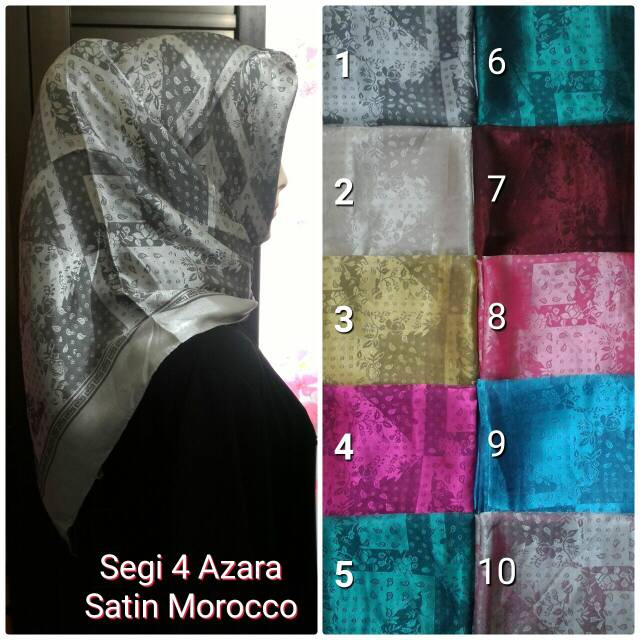 SEGIEMPAT SATIN MAROCCO BUNGA. JILBAB AZARA . KERUDUNG MOTIF. HIJAB MAROKO