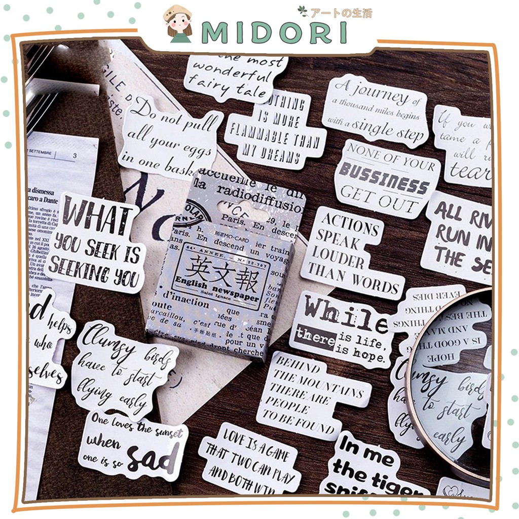 

[MIDORI] 46 Pcs ENGLISH WORDS Deco Sticker Planner DIY Scrapbook Stiker Dekor Jurnal Kotak - B0022