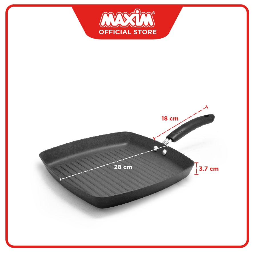 Maxim Essencia Alat Pemanggang Hard Anodize 28cm Square Grill