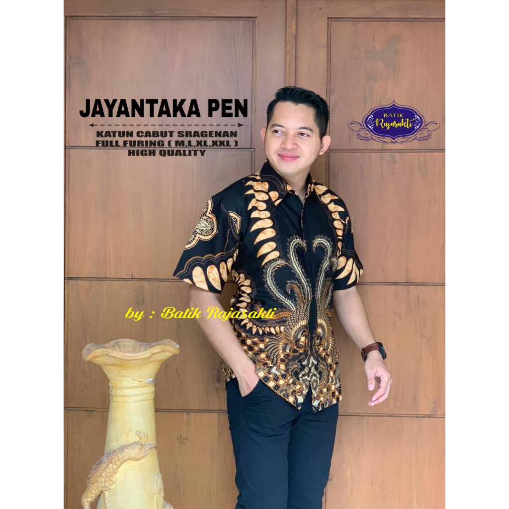JAYANTAKA SERI RAJASAKTI KEMEJA BATIK SOLO PRIA LENGAN PENDEK LAPIS FURING ATASAN BATIK PREMIUM MODERN KATUN HALUS BAHUWIRYA  BANAMITRA BANAMITRA PUTIH BANGSAWAN BAYU PUTRA BERLIAN BIRU BHARATAYUDA BIMASENA BIRENDRA BIRU INDAH BRAHMAKERTA BRAHMAKERTA MERA