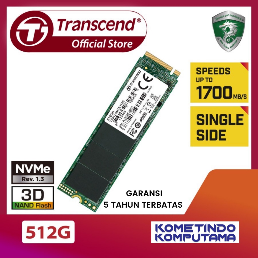 512GB Transcend SSD M.2 PCIe TS512GMTE112S NVME - 512GB Up To 1700 MB/s ORIGINAL