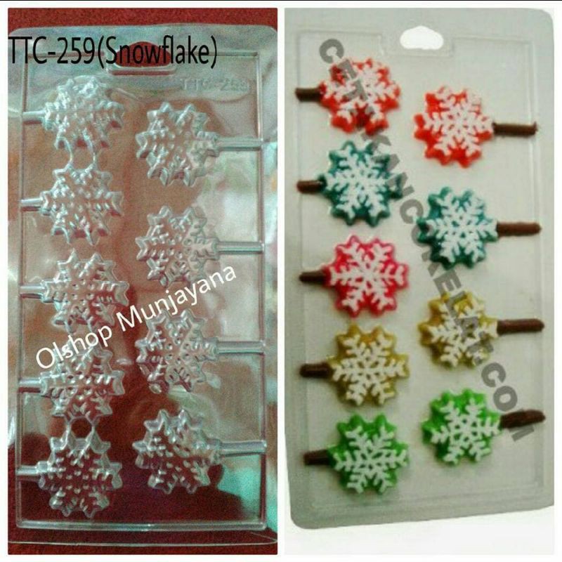 Cetakan Coklat Mika Lolipop  Snowflake Ttc-259