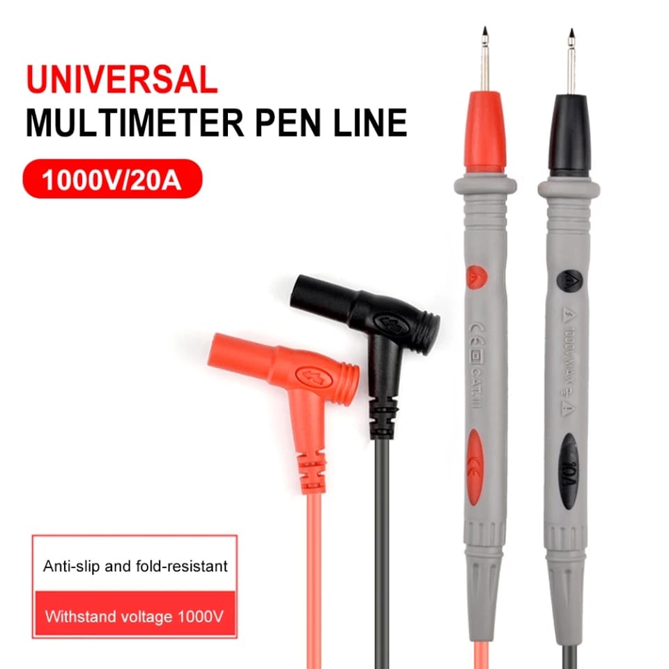 Kabel Multimeter Uji Lead Kabel Universal AC DC 1000V 20A 10A CAT III Pena Probe Pengukur untuk Multi-meter Tester Kawat Tips Kabel 1 Pasang Multimeter Digital Probe Soft-silicone-Wire Jarum-tip Universal Test Leads dengan Alligator Clip UNTUK LED Tester