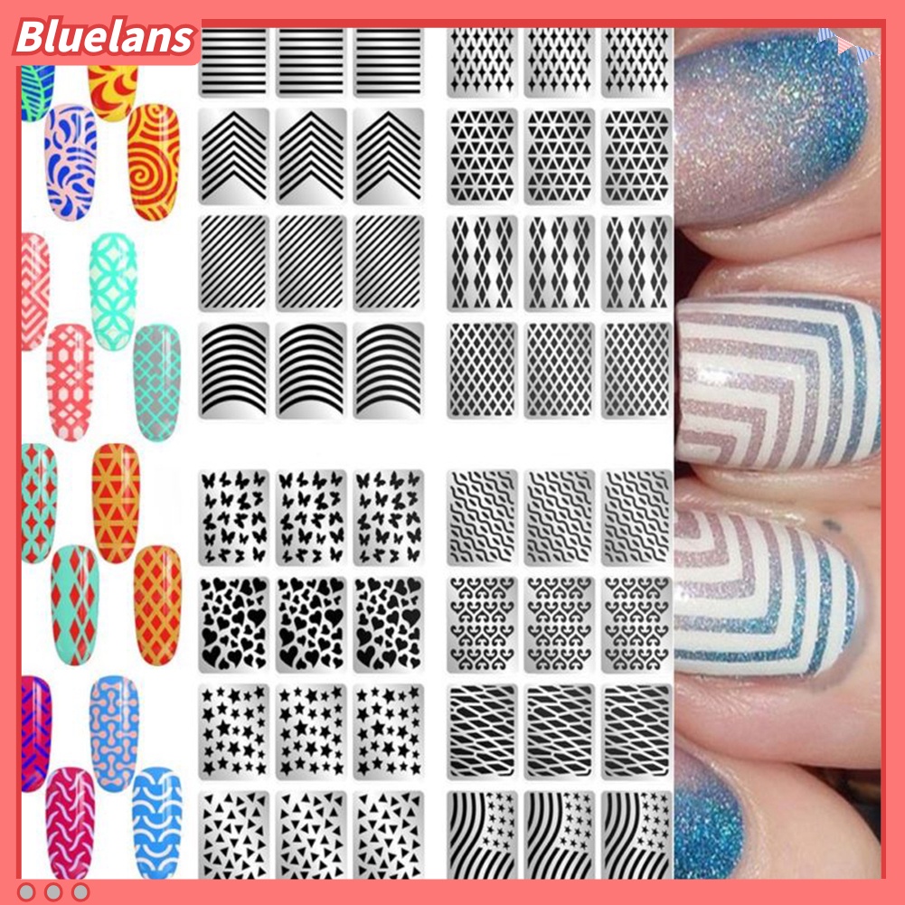 [Bayar Di Tempat][bluelans] 3 Lembar Stiker Nail Art Transfer Desain 3D untuk Manicure