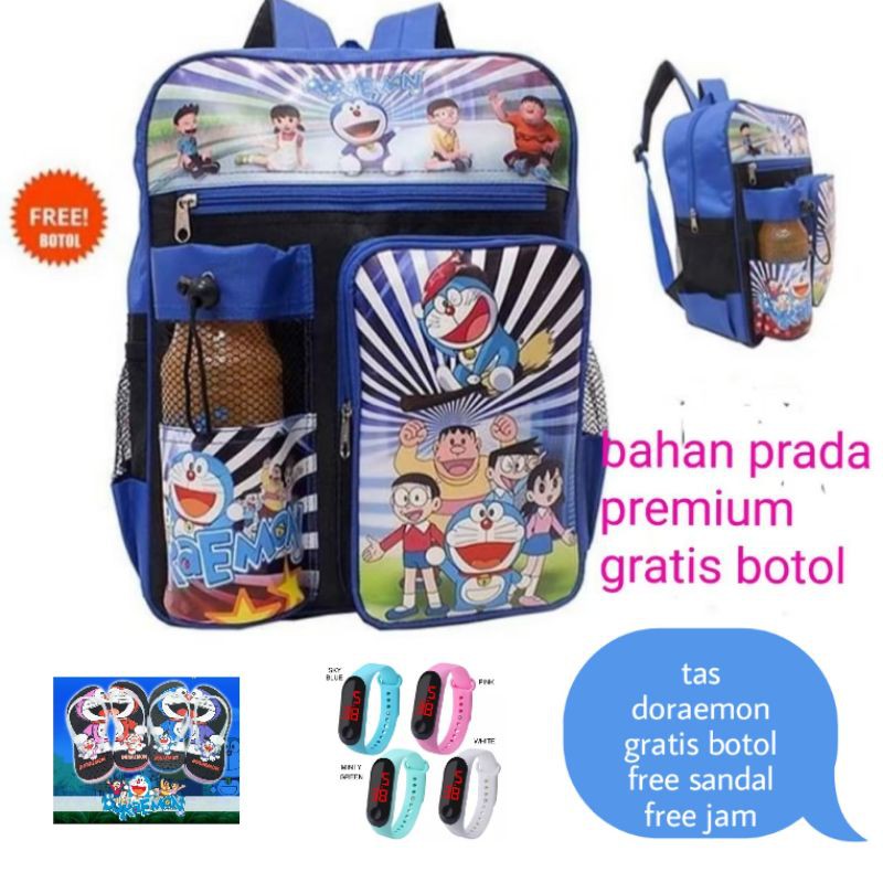 Tas Ransel Doraemon Botol Free sandal+Jam