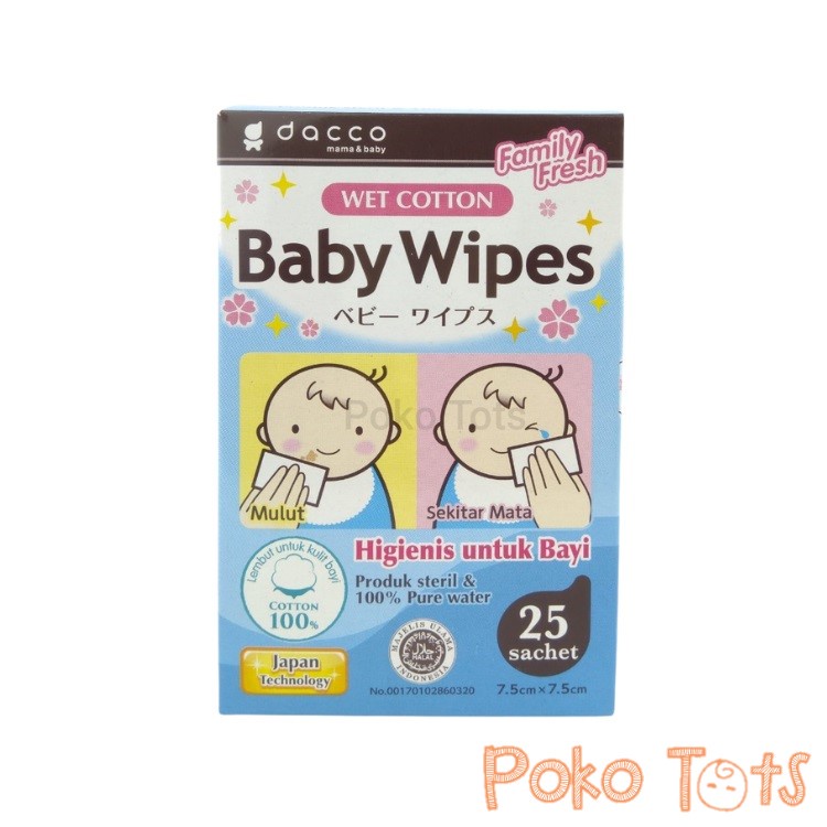 Dacco Baby Wipes Wet Cotton 25s Tissue Basah Bayi 25 sheet