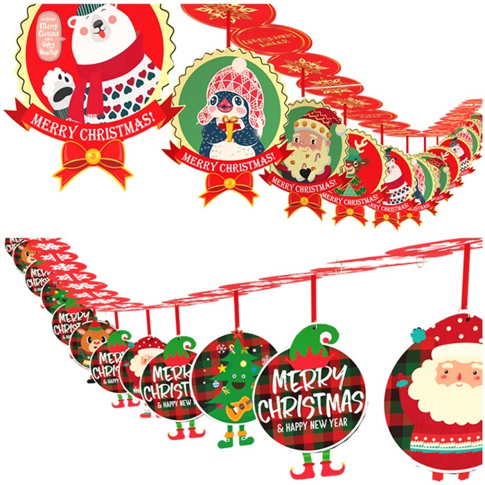 Set Garland Natal 3D Spanduk Banner Merry Christmas Dekor Hiasan Natal Hiasan Natal Harga Grosir Termurah