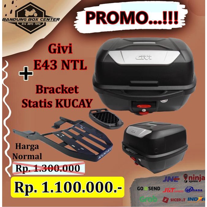 Paket Box Motor Givi E43 NTL + Bracket Kucay Givi E 43 + Breket Kucay