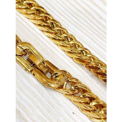 ➹ Bayar Ditempat - Gelang Pria Titanium 316L Emas Rantai Plat Rapat ☝