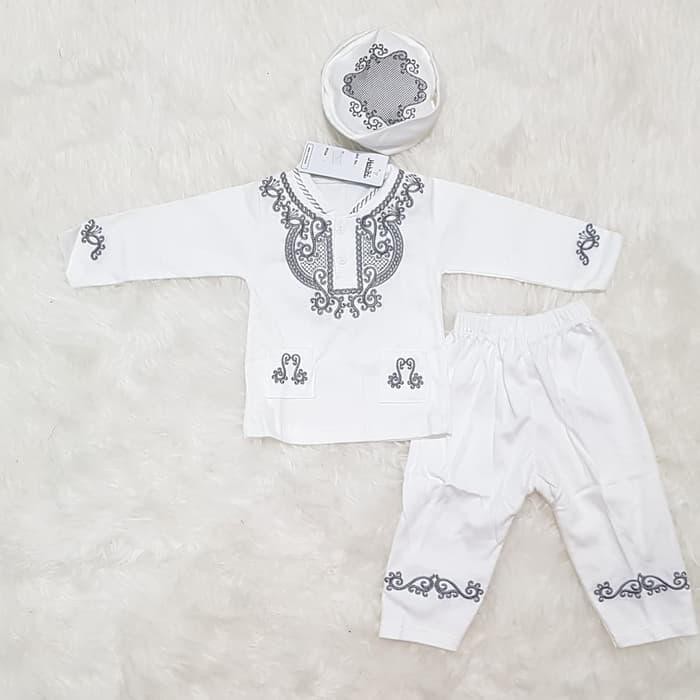 KOKO BORDIR PUTIH / BAJU MUSLIM BAYI LAKI-LAKI / BAJU KOKO BAYI MURAH