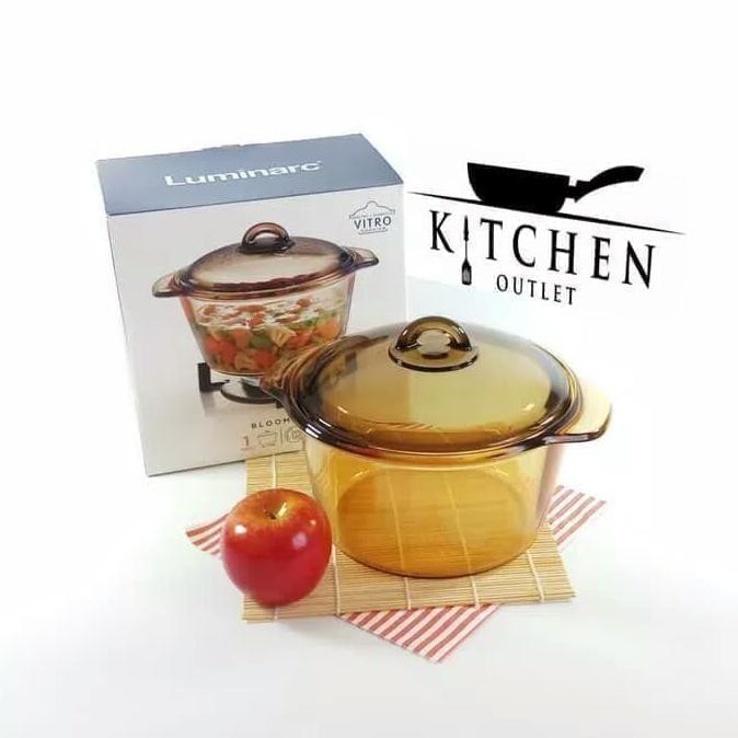 Luminarc Panci Kaca Vitroline Blooming Casserole 3L / Panci Kaca - Terbaik 